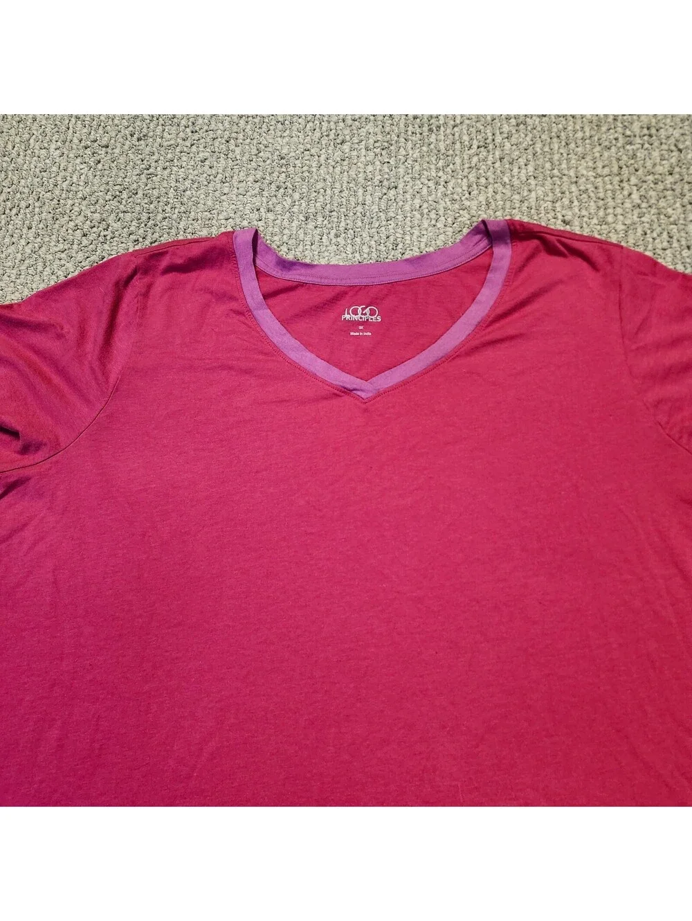 LOGO Principles Women's 3X V-Neck Pink Short Sleeve T-Shirt